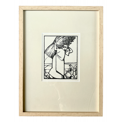 Żniwiarka - grafika Art Deco w stylu ludowym, lata 30. XX w., Francja
